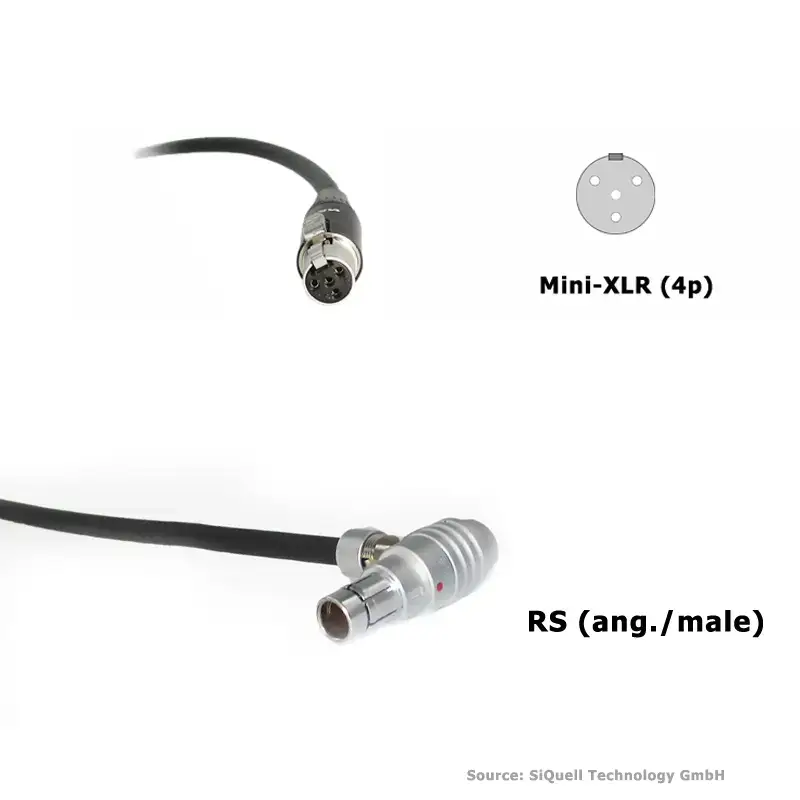 SiQuell - Powercable RS 3-pin (ang./male) to TVLogic (Mini-XLR/4-pin)